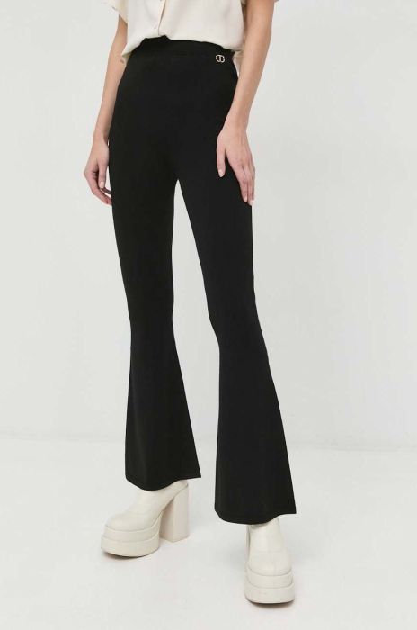 Спортивні штани Twinset жіночі колір чорний пряме висока посадка