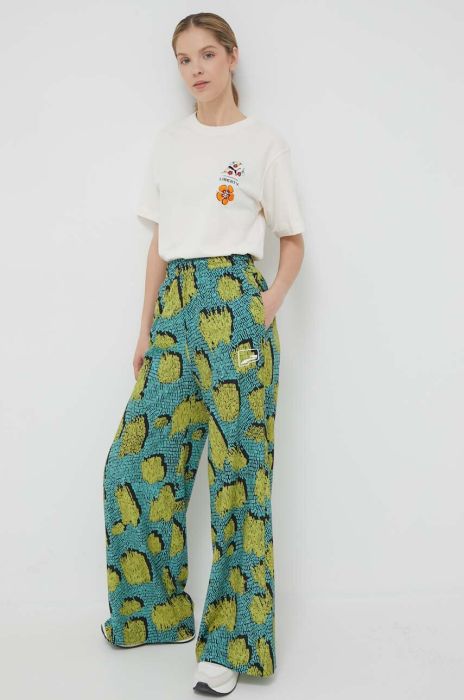 Штани Puma жіночі колір зелений широке висока посадка Штани Puma жіночі колір зелений широке висока посадка