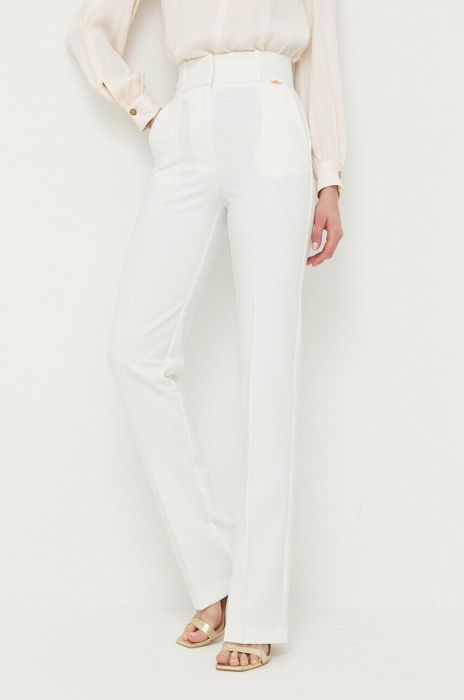 Штани Elisabetta Franchi жіночі колір білий пряме висока посадка (3064877)
