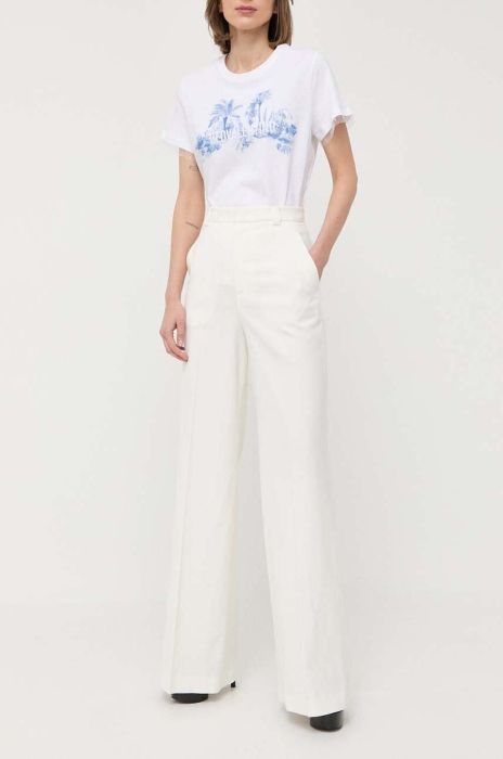 Штани з домішкою вовни Red Valentino колір бежевий пряме висока посадка Штани з домішкою вовни Red Valentino колір бежевий пряме висока посадка