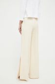 Штани з домішкою льону Twinset колір бежевий широке висока посадка Штани з домішкою льону Twinset колір бежевий широке висока посадка