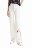 Джинси Desigual x R??owa Pantera жіночі колір білий висока посадка Джинси Desigual x R??owa Pantera жіночі колір білий висока посадка