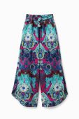 Бавовняні штани Desigual широке висока посадка колір барвистий