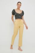 Штани Billabong жіночі колір жовтий пряме висока посадка Штани Billabong жіночі колір жовтий пряме висока посадка