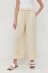 Льняні штани Max Mara Leisure колір бежевий широке висока посадка