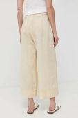 Льняні штани Max Mara Leisure колір бежевий широке висока посадка