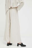 Штани з домішкою льону By Malene Birger Pisca колір бежевий широкі висока посадка Штани з домішкою льону By Malene Birger Pisca колір бежевий широкі висока посадка