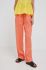 Льняні штани United Colors of Benetton колір помаранчевий широке висока посадка