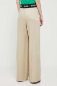 Штани HUGO жіночі колір бежевий широке висока посадка (3214224)