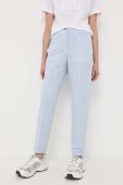 Штани BOSS жіночі фасон сигарети висока посадка колір блакитний (3241762) Штани BOSS жіночі фасон сигарети висока посадка колір блакитний (3241762)