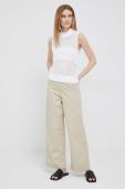 Штани Tommy Hilfiger жіночі колір бежевий широке висока посадка (3095212) Штани Tommy Hilfiger жіночі колір бежевий широке висока посадка (3095212)