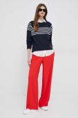 Штани Tommy Hilfiger жіночі колір червоний широке висока посадка Штани Tommy Hilfiger жіночі колір червоний широке висока посадка