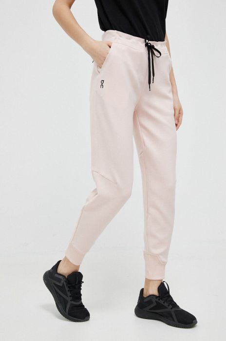 Спортивні штани On-running колір рожевий однотонні Спортивні штани On-running колір рожевий однотонні