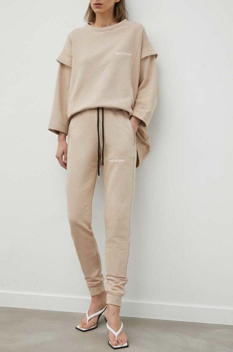 Бавовняні спортивні штани MMC STUDIO колір бежевий однотонні Бавовняні спортивні штани MMC STUDIO колір бежевий однотонні