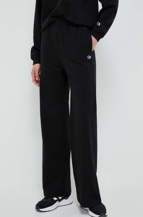 Бавовняні спортивні штани Champion колір чорний однотонні Бавовняні спортивні штани Champion колір чорний однотонні