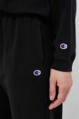 Бавовняні спортивні штани Champion колір чорний однотонні Бавовняні спортивні штани Champion колір чорний однотонні