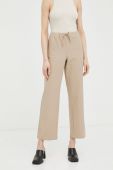 Штани з домішкою льону R?sum? колір бежевий широке висока посадка Штани з домішкою льону R?sum? колір бежевий широке висока посадка