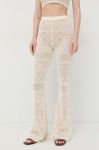 Штани Patrizia Pepe жіночі колір бежевий кльош висока посадка (3104228)