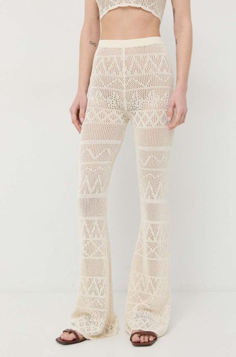 Штани Patrizia Pepe жіночі колір бежевий кльош висока посадка (3104228) Штани Patrizia Pepe жіночі колір бежевий кльош висока посадка (3104228)