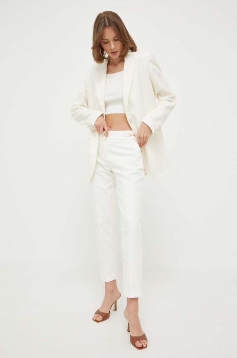 Штани Morgan жіночі колір бежевий фасон сигарети висока посадка (3248061)