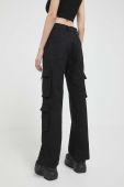 Бавовняні штани Sixth June колір чорний фасон cargo висока посадка