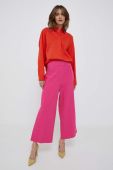Штани Artigli жіночі колір рожевий широке висока посадка Штани Artigli жіночі колір рожевий широке висока посадка