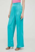 Штани Artigli жіночі колір бірюзовий широке висока посадка