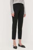 Вовняні штани BOSS колір чорний фасон сигарети висока посадка Вовняні штани BOSS колір чорний фасон сигарети висока посадка