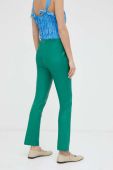 Шкіряні штани 2NDDAY жіночі колір зелений пряме висока посадка Шкіряні штани 2NDDAY жіночі колір зелений пряме висока посадка