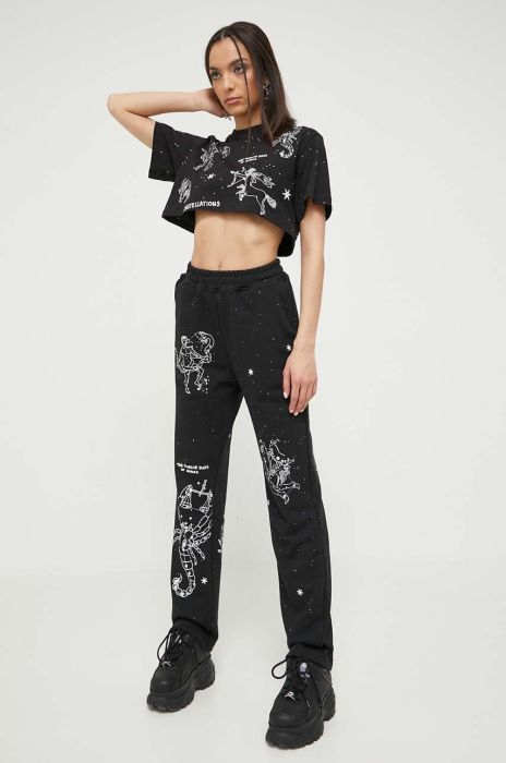 Спортивні штани Sixth June колір чорний з принтом Спортивні штани Sixth June колір чорний з принтом