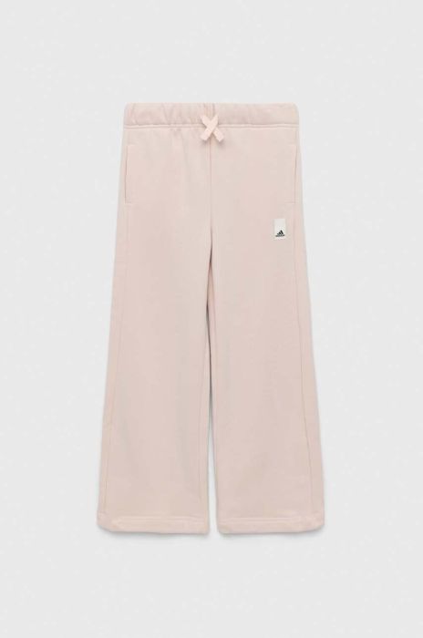 Дитячі спортивні штани adidas колір бежевий однотонні