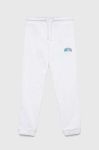 Дитячі бавовняні штани Guess колір білий однотонні Дитячі бавовняні штани Guess колір білий однотонні
