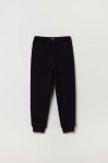 Дитячі бавовняні штани OVS колір чорний однотонні Дитячі бавовняні штани OVS колір чорний однотонні