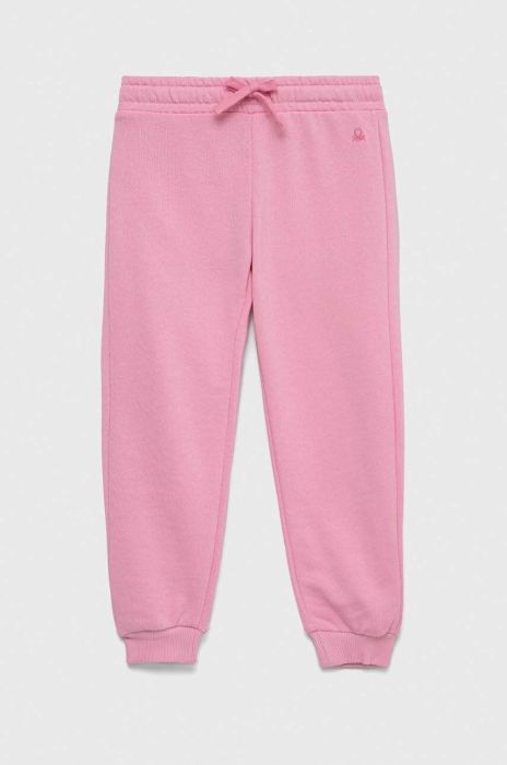 Дитячі бавовняні штани United Colors of Benetton колір рожевий однотонні (2980189)