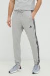 Бавовняні спортивні штани adidas чоловічі колір сірий однотонні Бавовняні спортивні штани adidas чоловічі колір сірий однотонні
