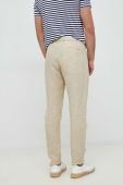 Льняні штани Emporio Armani колір бежевий пряме