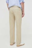 Штани з домішкою льону Sisley колір бежевий пряме