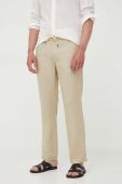 Льняні штани Sisley колір бежевий пряме (3303877)