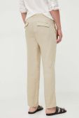 Льняні штани Sisley колір бежевий пряме (3303877)
