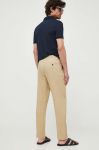 Льняні штани United Colors of Benetton колір бежевий облягаюче Льняні штани United Colors of Benetton колір бежевий облягаюче