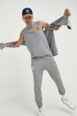 Спортивні штани New Era колір сірий з принтом