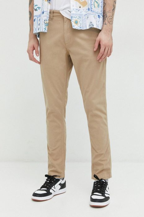 Штани Superdry чоловічі колір бежевий облягаюче