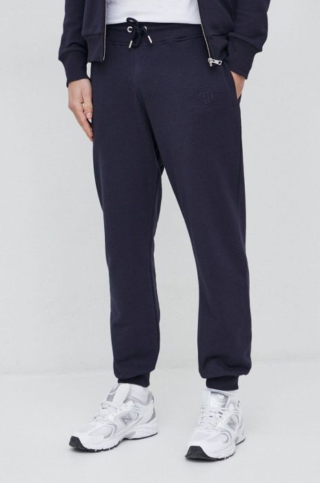 Бавовняні спортивні штани Gant колір синій однотонні (3090473)