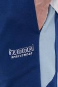 Бавовняні спортивні штани Hummel колір синій однотонні Бавовняні спортивні штани Hummel колір синій однотонні