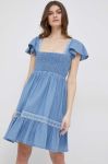Джинсова сукня Pepe Jeans Adele mini розкльошена колір блакитний