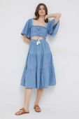 Джинсова сукня Pepe Jeans Aitana midi розкльошена колір блакитний