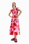 Бавовняна сукня Desigual колір червоний midi oversize