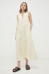 Льняна сукня Max Mara Leisure колір бежевий midi oversize