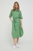 Льняна сукня United Colors of Benetton колір зелений midi пряма