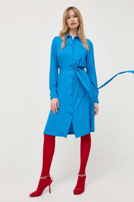 Сукня з домішкою шовку Pinko mini пряма колір блакитний